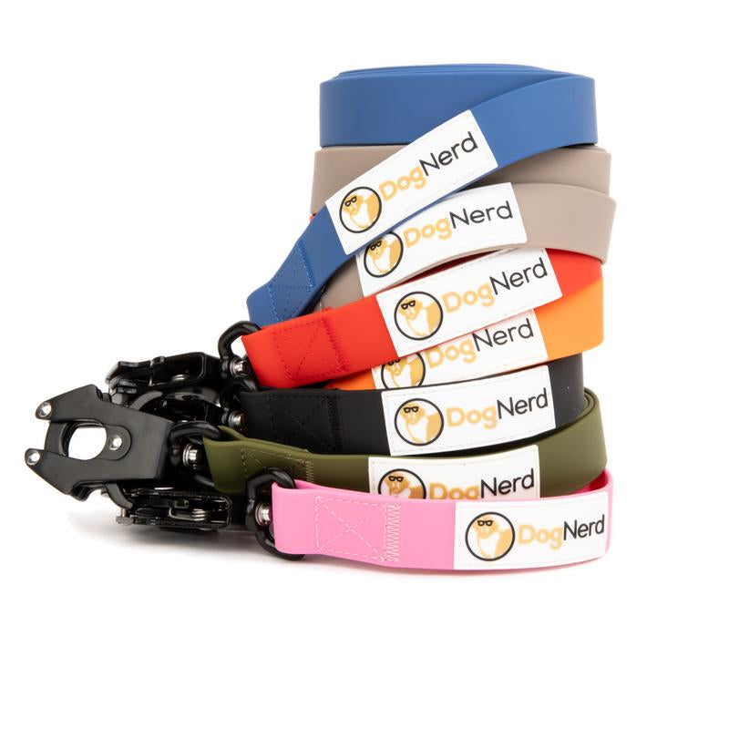 Dognerd 6-Foot Tactical Silicone Dog Leash with Aluminum Quick Release Carabiner - Durable Design for Large Dogs Ideal for Walking, Hiking, and Jogging