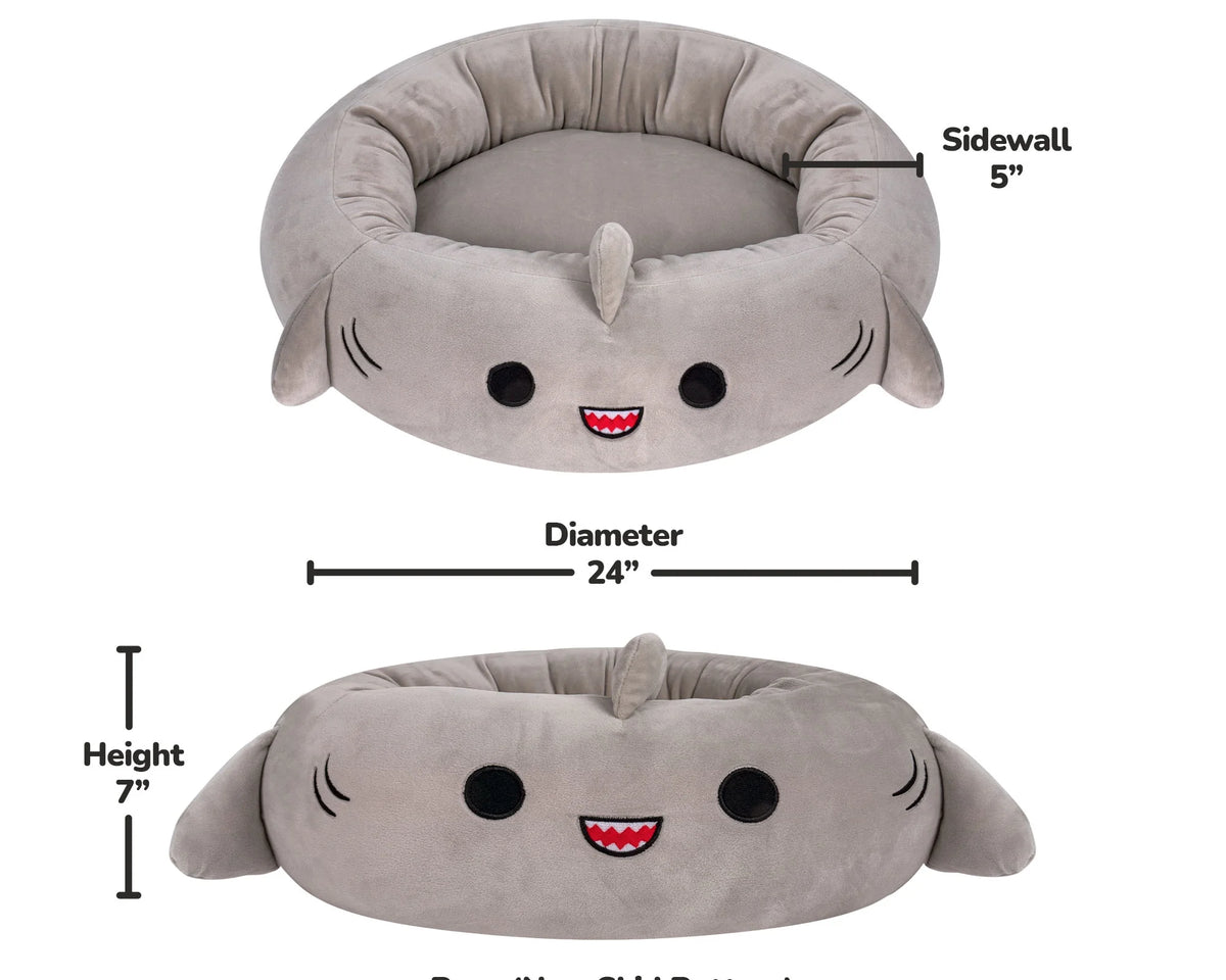 Indulge Your Pet with the 24-Inch Ultra Soft Gray Shark Plush Bed – Perfect for Dogs and Cats