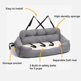 Ultimate Travel Bolster Car Seat Bed for Dogs & Cats - Safe & Comfortable Pet Carrier with Backseat Cover