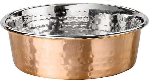 Hammered Decorative Designer Bowls - Premium Luxury Pet Dishes for Dogs and Cats (Small, Copper)