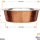 Hammered Decorative Designer Bowls - Premium Luxury Pet Dishes for Dogs and Cats (Small, Copper)