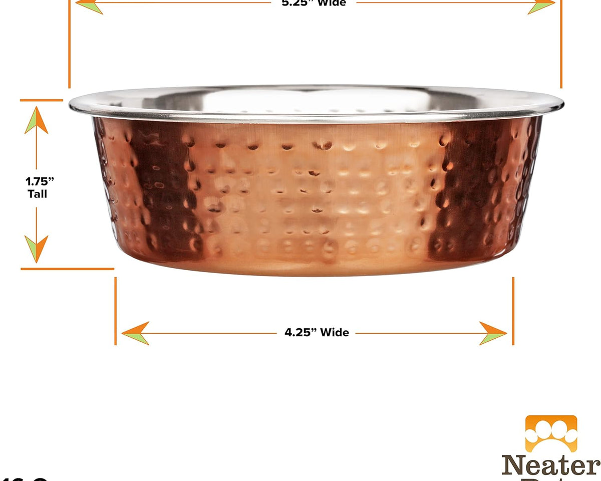 Hammered Decorative Designer Bowls - Premium Luxury Pet Dishes for Dogs and Cats (Small, Copper)
