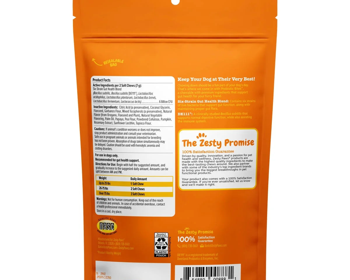 Delicious Pumpkin Flavor Probiotic Bites for Dogs - 3 Pack, 60 Count