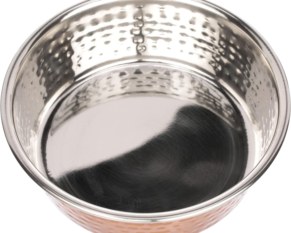 Hammered Decorative Designer Bowls - Premium Luxury Pet Dishes for Dogs and Cats (Small, Copper)