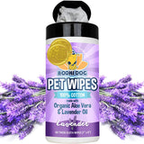 Bodhi Dog Pet Grooming Wipes - 60 Thick Cloths Infused with Lavender and Organic Aloe Vera, Paraben and SLS Free