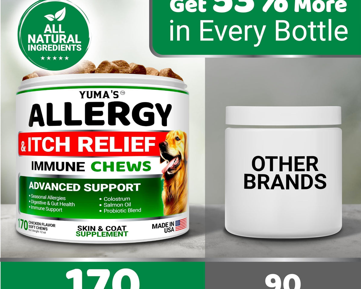 All-Natural Dog Allergy Relief Chews – 170 Delicious Treats for Soothing Itch Relief