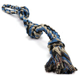 Durable Blue Twisted Rope Dog Toy with 3 Knots - Perfect for Interactive Play!