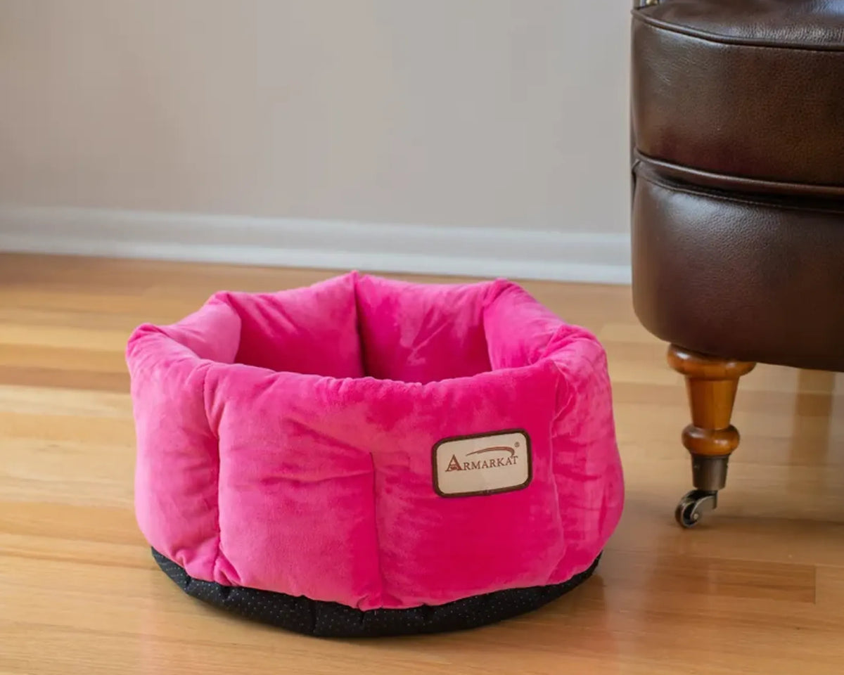 Armarkat Cat Bed, Warm Pet cuddle bed, PInk