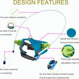 Adjustable Lightweight Blind Dog Harness Vest with Halo - Enhance Safety and Confidence for Your Pet (Blue-Green, XX-Small)