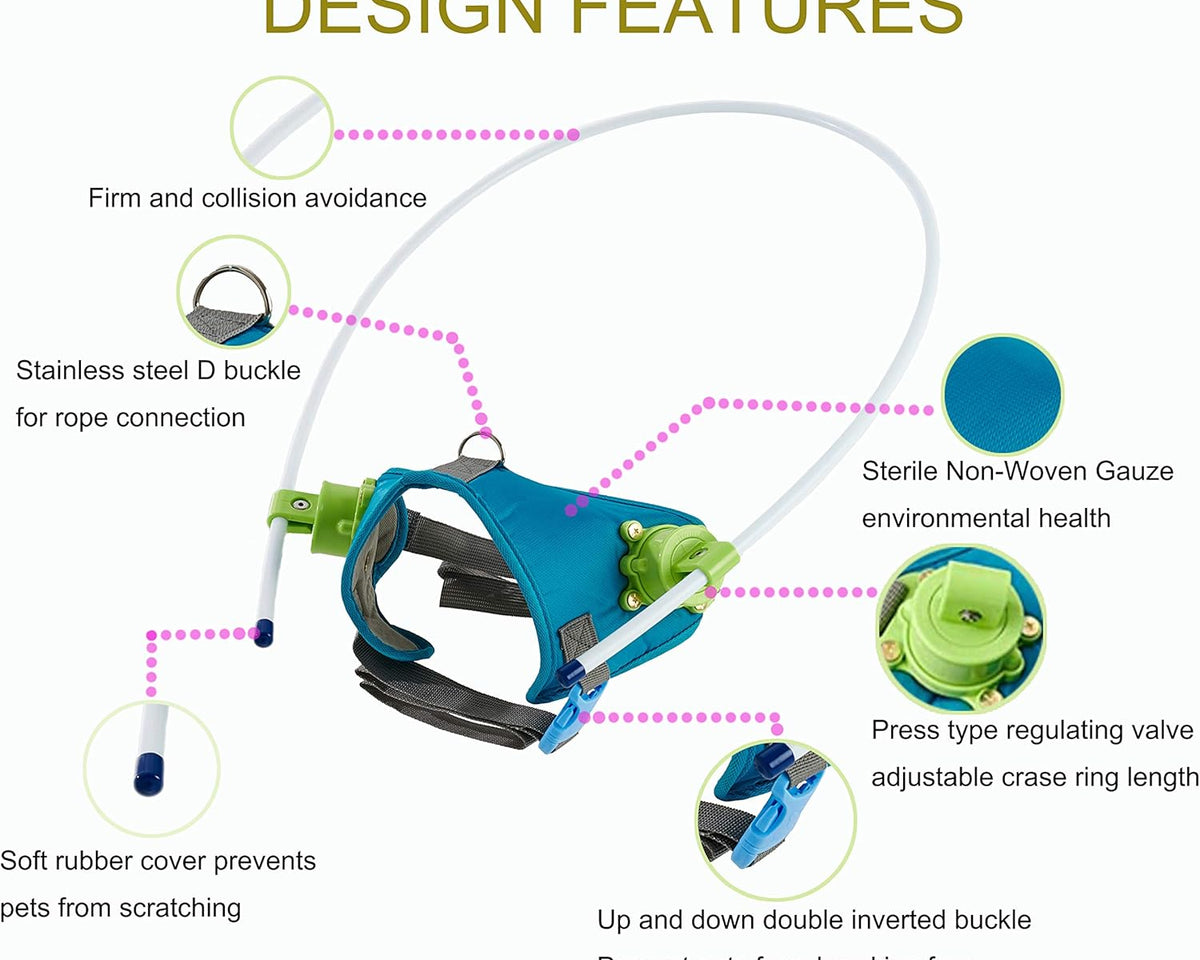 Adjustable Lightweight Blind Dog Harness Vest with Halo - Enhance Safety and Confidence for Your Pet (Blue-Green, XX-Small)