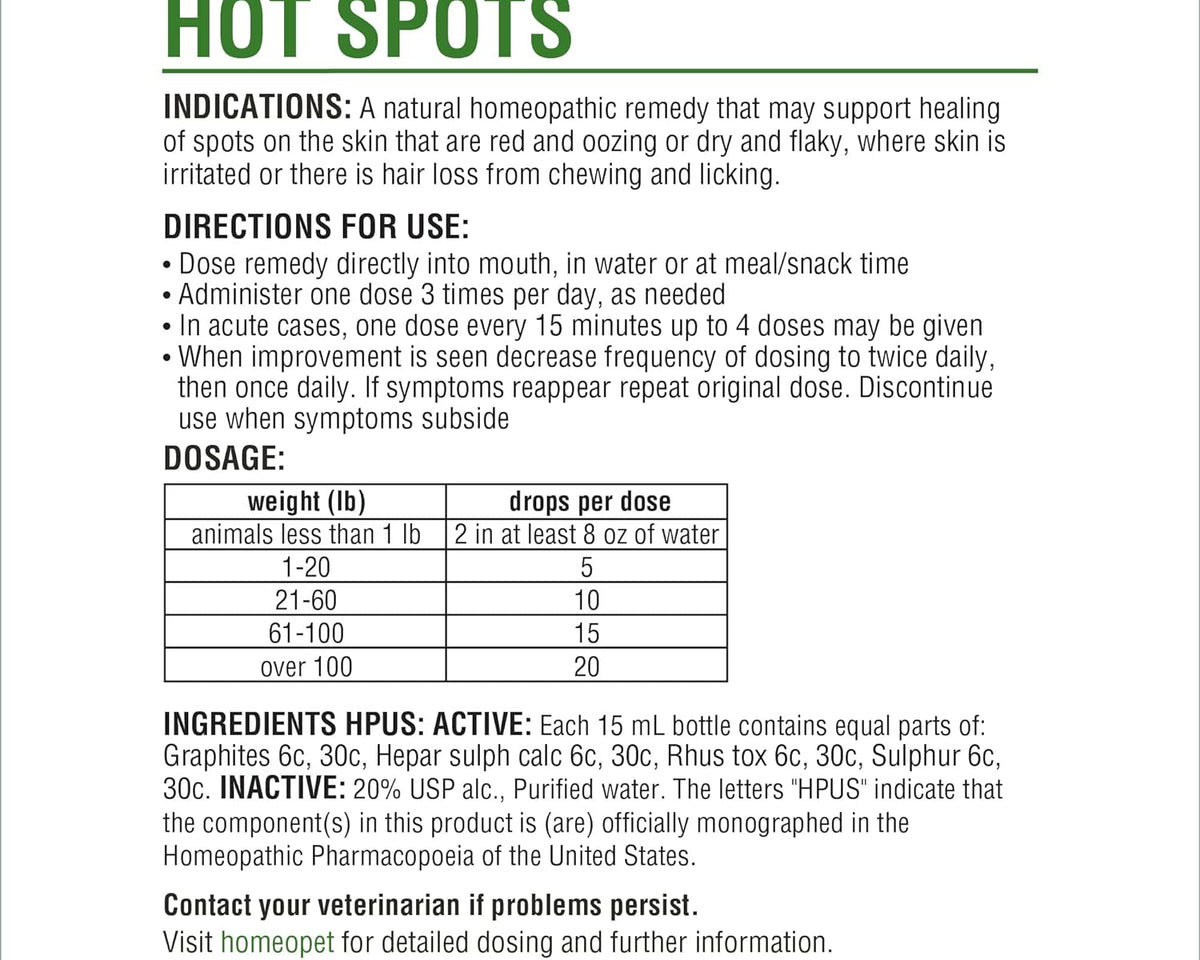 Hot Spots Relief - Natural Skin Soothing Solution for Cats and Dogs, 15ml