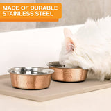 Hammered Decorative Designer Bowls - Premium Luxury Pet Dishes for Dogs and Cats (Small, Copper)