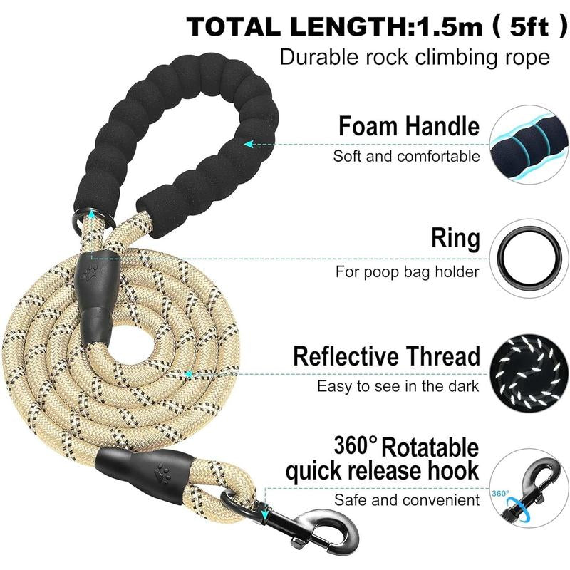 Adjustable No-Pull Dog Harness and Leash Set with Reflective Design and Padded Vest for Extra-Small to Medium Dogs