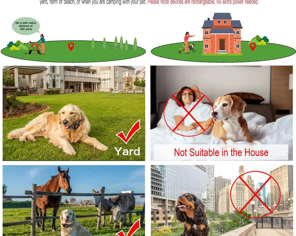 Ultimate GPS Wireless Electric Dog Fence - Easy Setup Outdoor Containment System with Waterproof Rechargeable Collar for Large Dogs