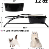 Elevated Ceramic Pet Bowls for Food and Water, 12 Ounces, Dishwasher Safe, Suitable for Cats and Small Dogs