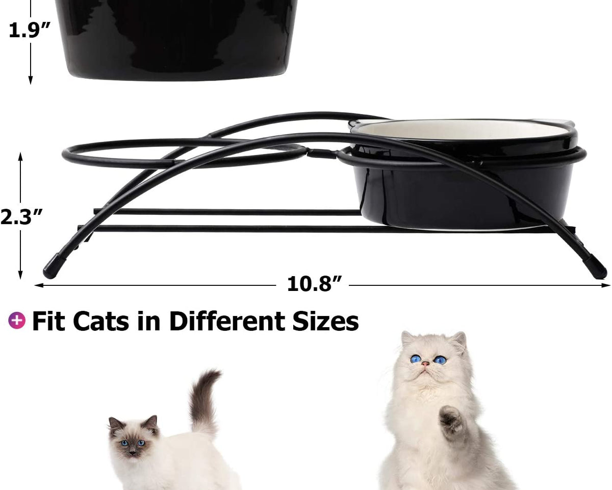Elevated Ceramic Pet Bowls for Food and Water, 12 Ounces, Dishwasher Safe, Suitable for Cats and Small Dogs