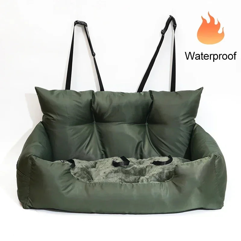 Premium Waterproof Dog Car Seat & Bed - Portable Travel Pet Carrier for Backseat