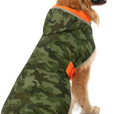 Stylish Reversible Camo & Orange Dog Raincoat - Hooded Slicker Poncho for Small, Medium & Large Dogs - Size L