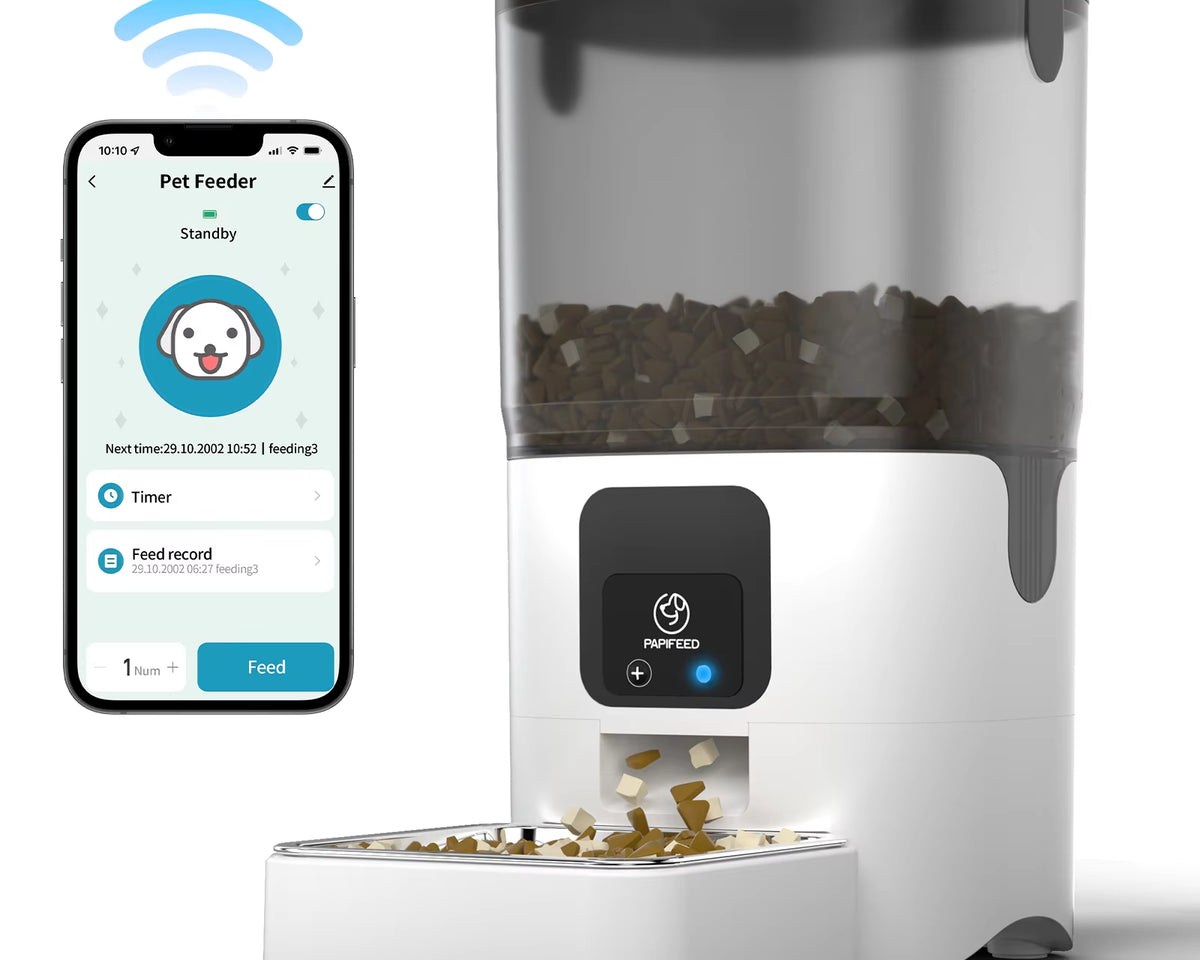 Smart Automatic Cat Feeder with Wi-Fi Connectivity and App Control for Remote Feeding, Easily Detachable for Cleaning