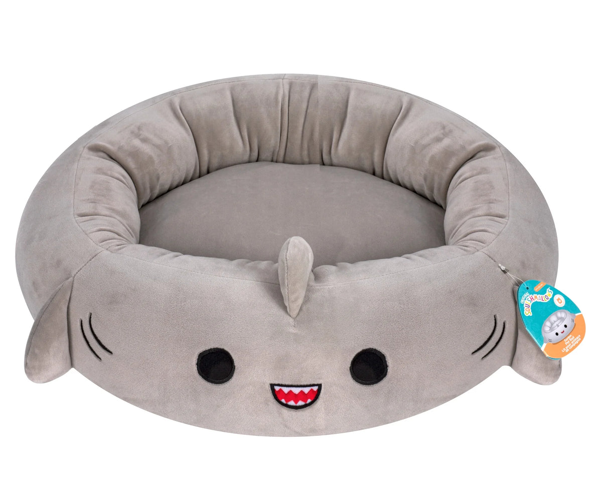 Indulge Your Pet with the 24-Inch Ultra Soft Gray Shark Plush Bed – Perfect for Dogs and Cats