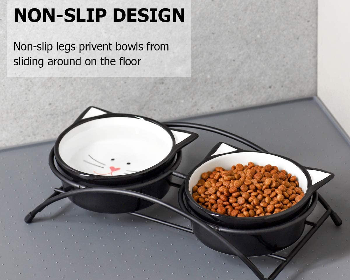 Elevated Ceramic Pet Bowls for Food and Water, 12 Ounces, Dishwasher Safe, Suitable for Cats and Small Dogs