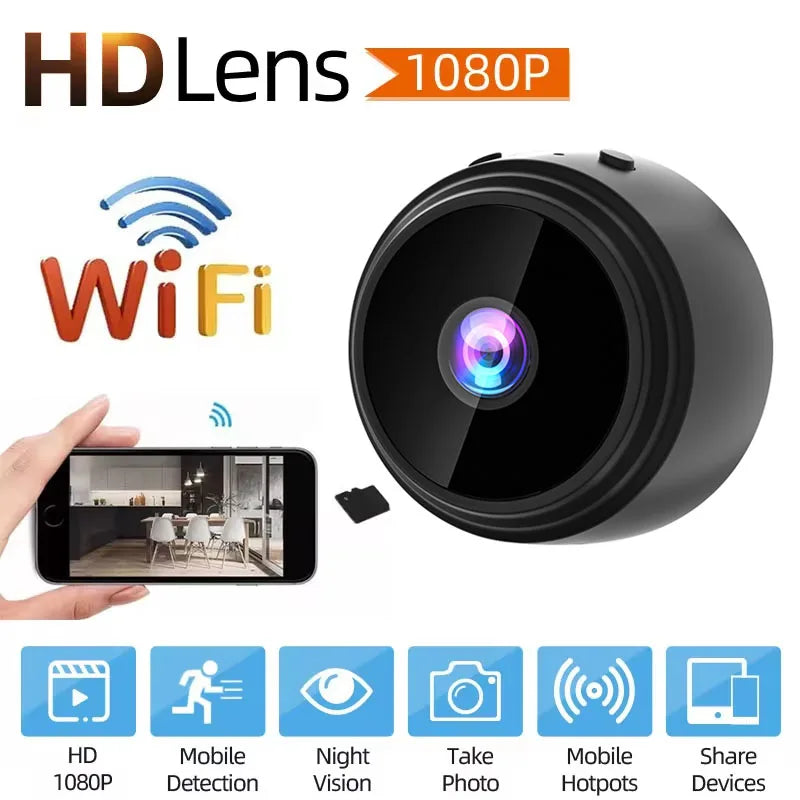1080P HD Mini Wifi Camera with Night Vision - Perfect for Home Security, Kids & Pet Monitoring!