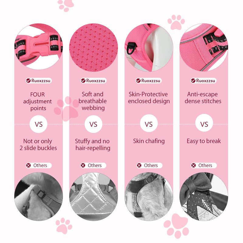 No Pull Dog Harness & Leash Set (2 Counts/Set), Escape Proof Reflective Adjustable Pet Vest Tools, Soft Padded Pet Collars Harness with Handle for Small to Large Dogs, Dog Accessories Tools, Harness Straps Studs