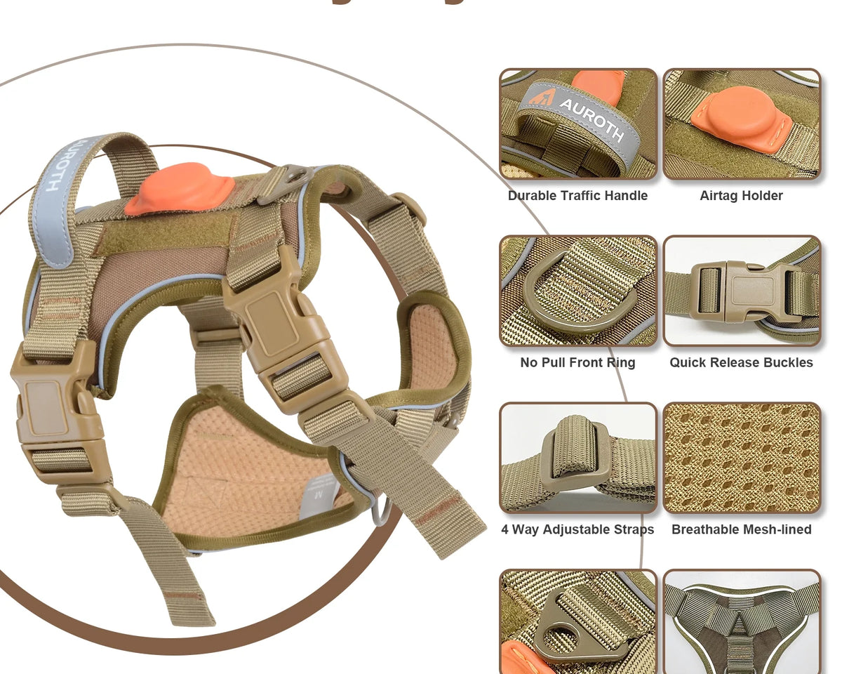 No Pull Adjustable Dog Harness for Large Breeds - Reflective Vest with Handle