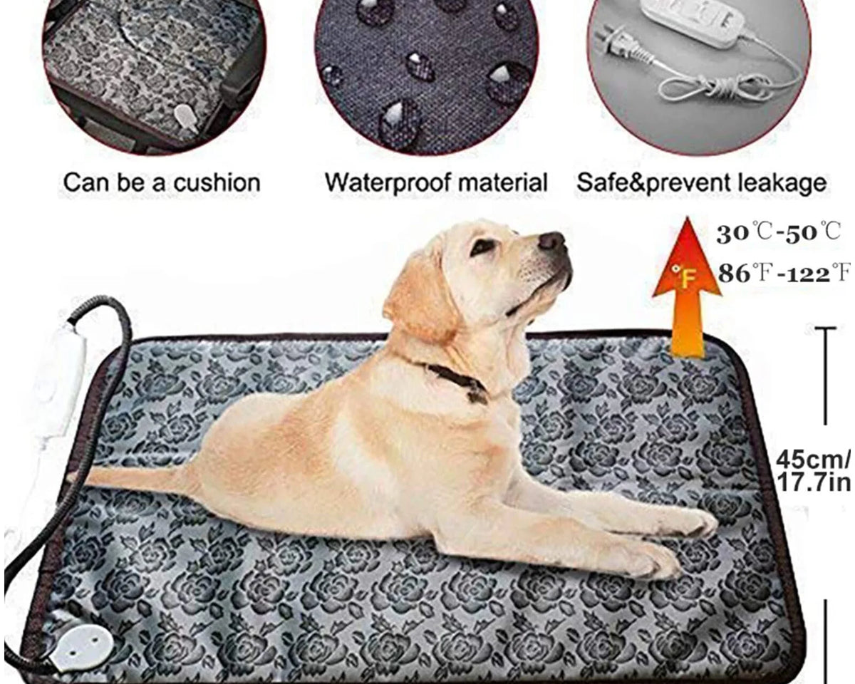 CozyPet Electric Heating Pad for Cats & Dogs - Dual Temperature Control, 17.7" Anti-Steel Cord Heated Bed Mat