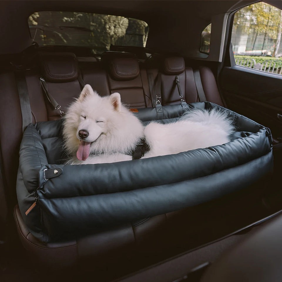 Luxury Faux Leather Pet Booster Car Seat - Comfortable Dog & Cat Travel Bed for Safe Outings