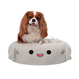Indulge Your Pet with the 24-Inch Ultra Soft Gray Shark Plush Bed – Perfect for Dogs and Cats