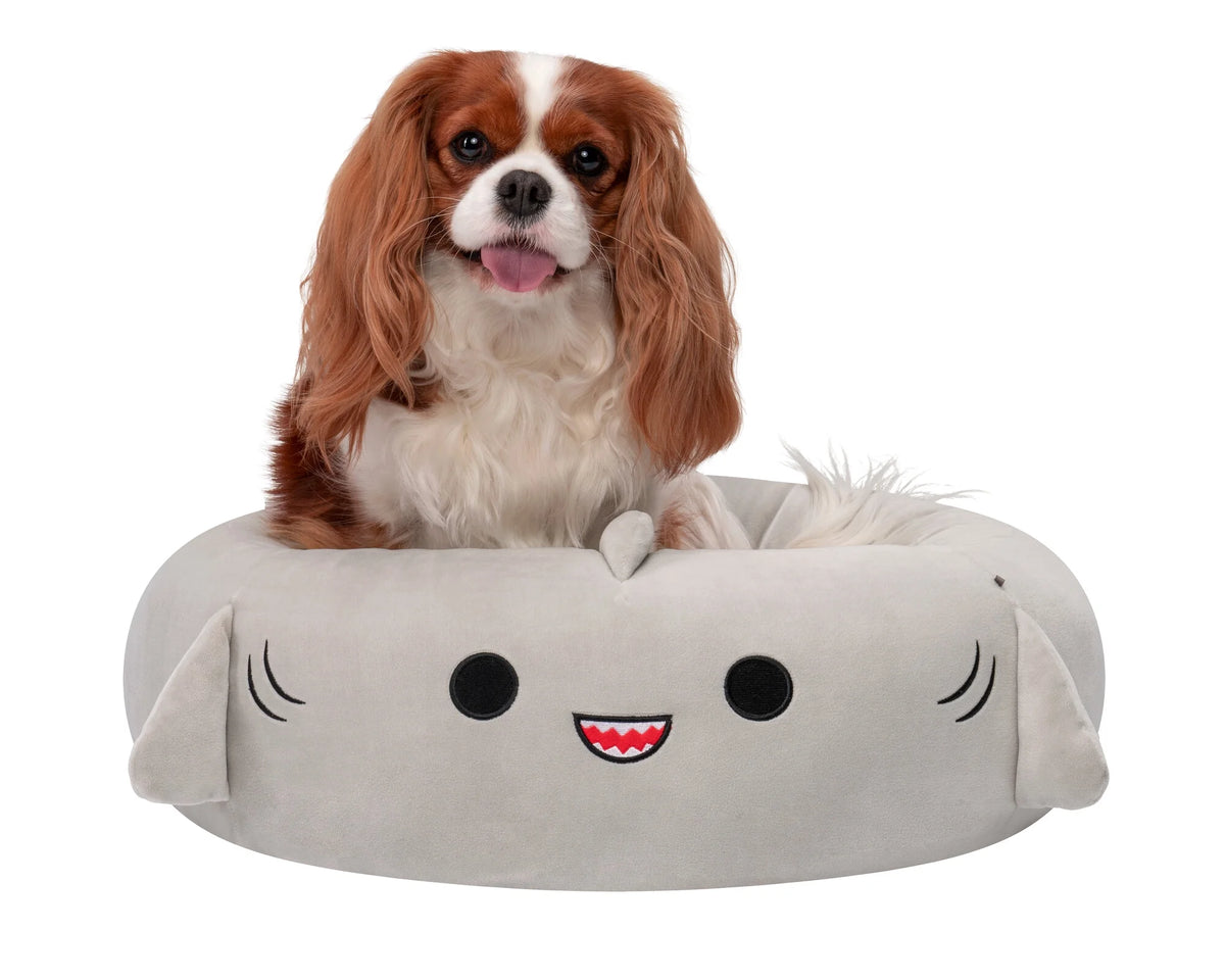 Indulge Your Pet with the 24-Inch Ultra Soft Gray Shark Plush Bed – Perfect for Dogs and Cats