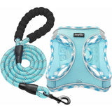Adjustable No-Pull Dog Harness and Leash Set with Reflective Design and Padded Vest for Extra-Small to Medium Dogs