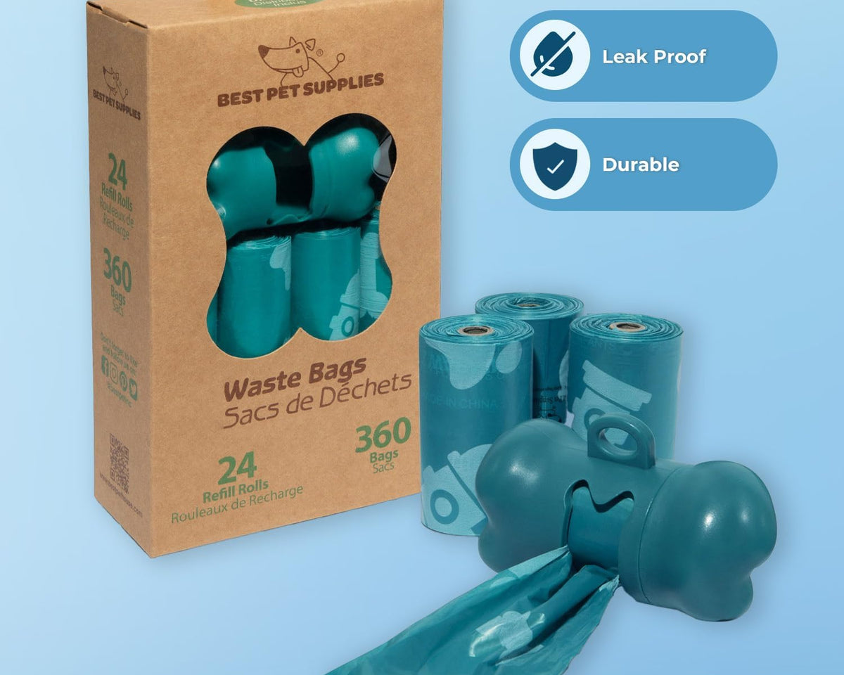 Premium Leak-Proof and Tear-Resistant Dog Waste Cleanup Bags (360 Count) - Durable Outdoor Use - Turquoise