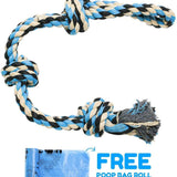 Durable Blue Twisted Rope Dog Toy with 3 Knots - Perfect for Interactive Play!