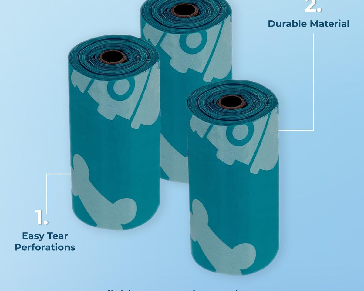 Premium Leak-Proof and Tear-Resistant Dog Waste Cleanup Bags (360 Count) - Durable Outdoor Use - Turquoise