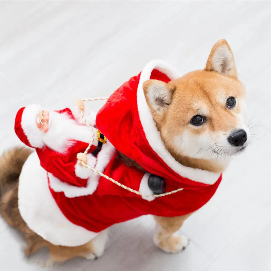 Adorable Santa Claus Ski Outfit for Pets - Warm and Frost Proof Christmas Clothing!