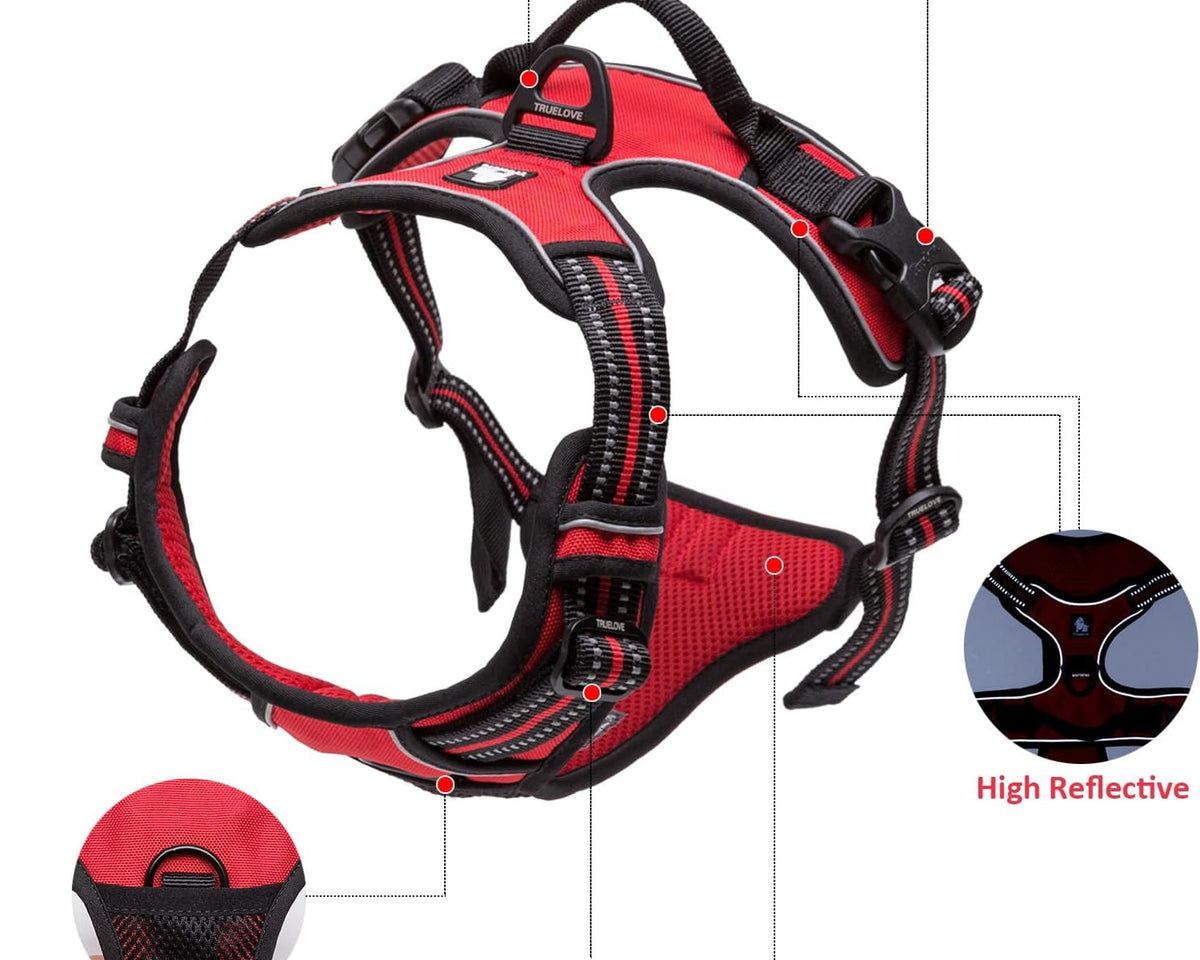 Truelove Adjustable No-Pull Dog Harness with Reflective Vest, Blue, Size XS - Enhanced Comfort and Visibility (Model TLH5651)