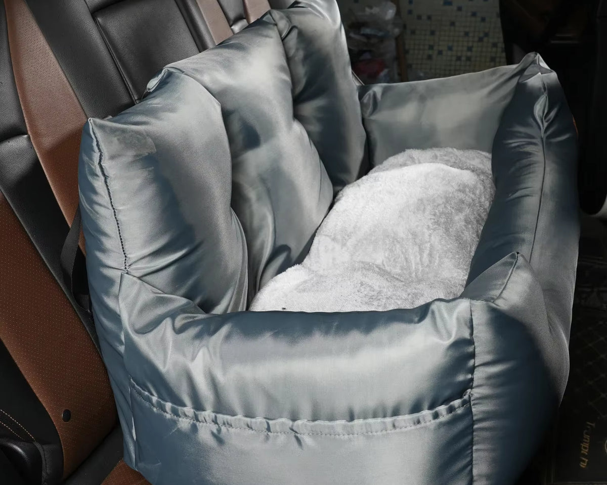 Ultimate Travel Bolster Car Seat Bed for Dogs & Cats - Safe & Comfortable Pet Carrier with Backseat Cover