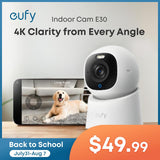 Eufy Indoor Cam E30 - 4K UHD Security Camera with 360° Pan-Tilt, Color Night Vision, AI Detection, and HomeKit Compatibility