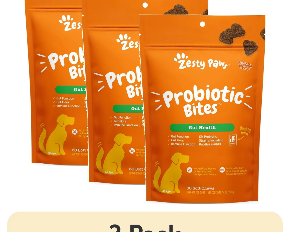 Delicious Pumpkin Flavor Probiotic Bites for Dogs - 3 Pack, 60 Count