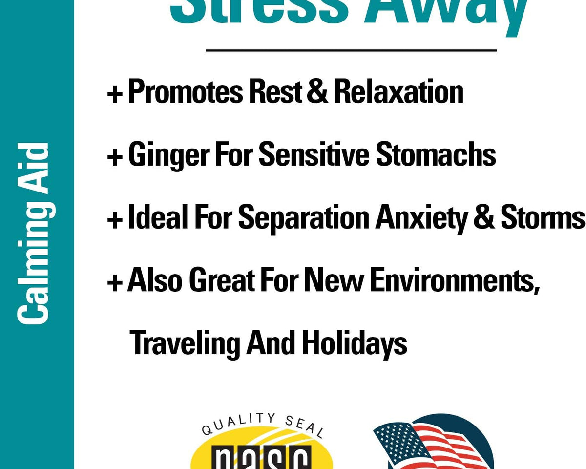 Relax & Unwind: Stress Away Calming Chews for Dogs and Cats - 65 Soft Chews with Melatonin & Ginger