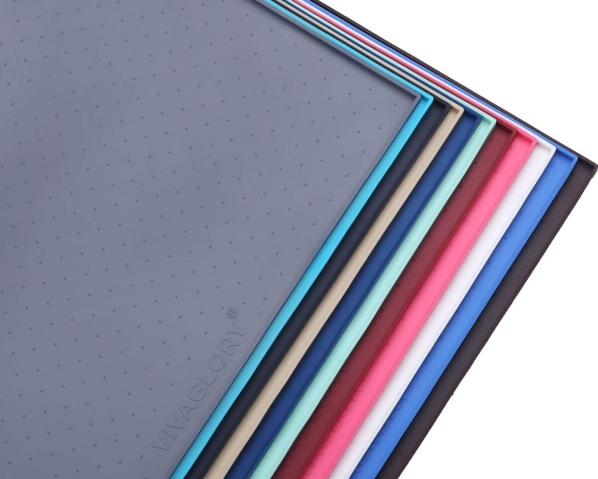 Large Waterproof Non-Slip Silicone Feeding Mat for Dogs and Cats with Raised Edge, Anti-Mess Placemat for Food and Water, Grey (24" x 16")