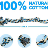 Durable Blue Twisted Rope Dog Toy with 3 Knots - Perfect for Interactive Play!