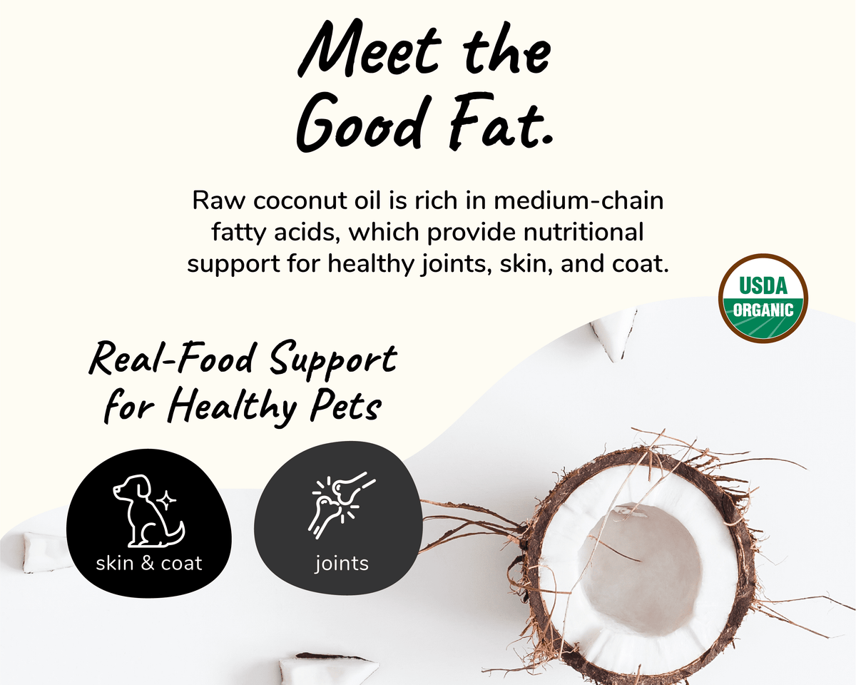 Premium Organic Coconut Oil Pet Supplement for Dogs & Cats - Natural Skin & Coat Care, Soothes Itchy Skin & Dry Noses - Cold Pressed Extra Virgin - Made in the USA