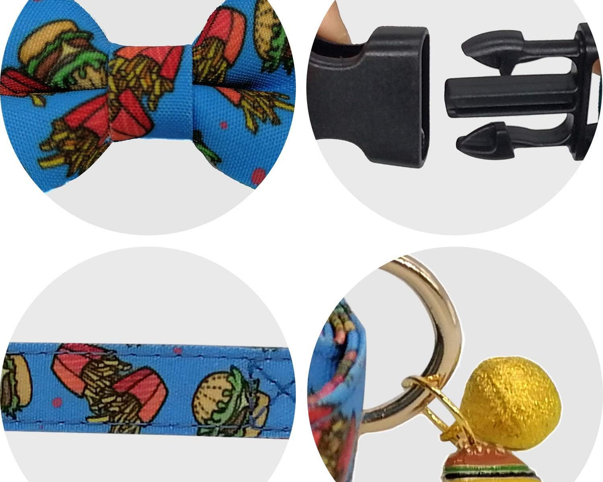 2 Packs Adjustable Dog Collar with Bells and Charm Safety Buckle