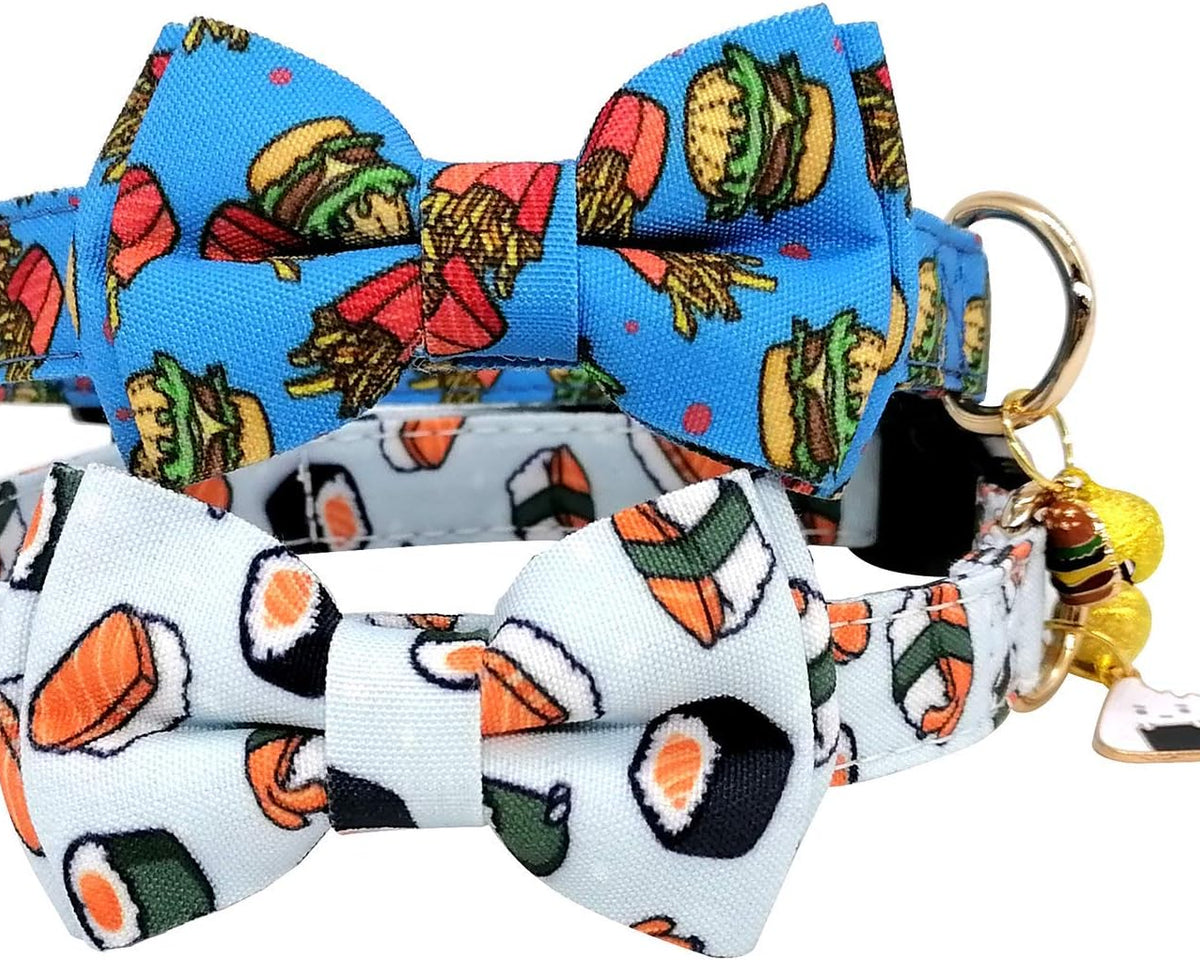 2 Packs Adjustable Dog Collar with Bells and Charm Safety Buckle