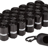 Dog Poop Leak Proof Bags with Dispenser and Leash Clip, Unscented, 300 Count, 20 Pack of 15, Black, 13 X 9 Inch