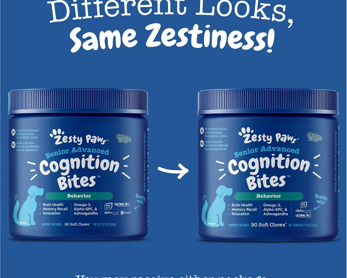 Senior Advanced Cognition Bites for Dogs - Chicken Flavor, 90 Count - Boost Brain Health & Memory Recall