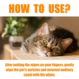 Pet Ear Cleaning Finger Wipes - 50 Count Set for Dog and Cat Ear Care and Grooming Supplies